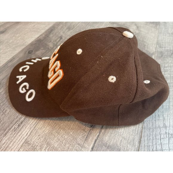 Chicago Hat Brown Baseball Cap Mens Logo Embroidered Adjustable Acrylic Vintage - Picture 2 of 8